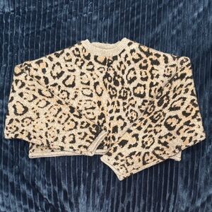 Zara Leopard Print Sweater - Black and Cream